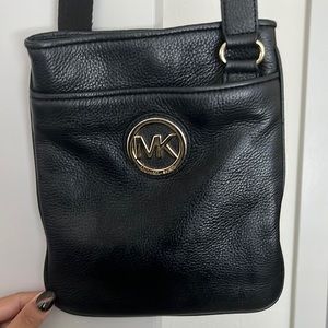 Black leather Michael Kors crossbody purse